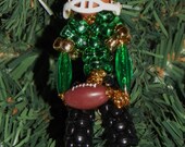 Football Players-Chenille & Beaded People Christmas Ornaments-Options: green/gold, red/silver, blue/black, black/white - OldRedBarnProduction