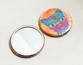 Pretty Patterned Cat Pocket Mirror (ORANGE)