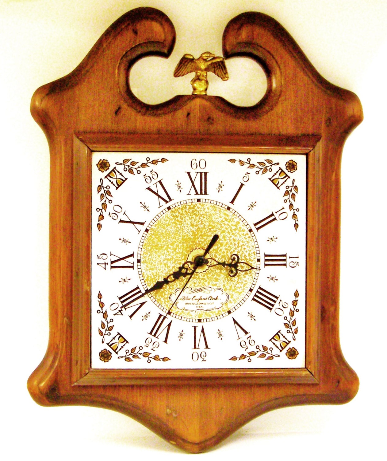 Antique Wall Clock from New England Clock Co. by PaintedOnPlaques