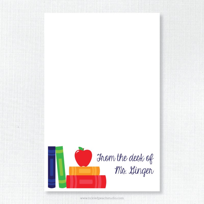 Teacher Apple and Books Notepad - Personalized Il_570xn