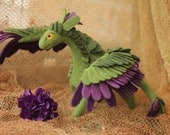 Dark petunia, the needle felted dragon - MADE TO ORDER