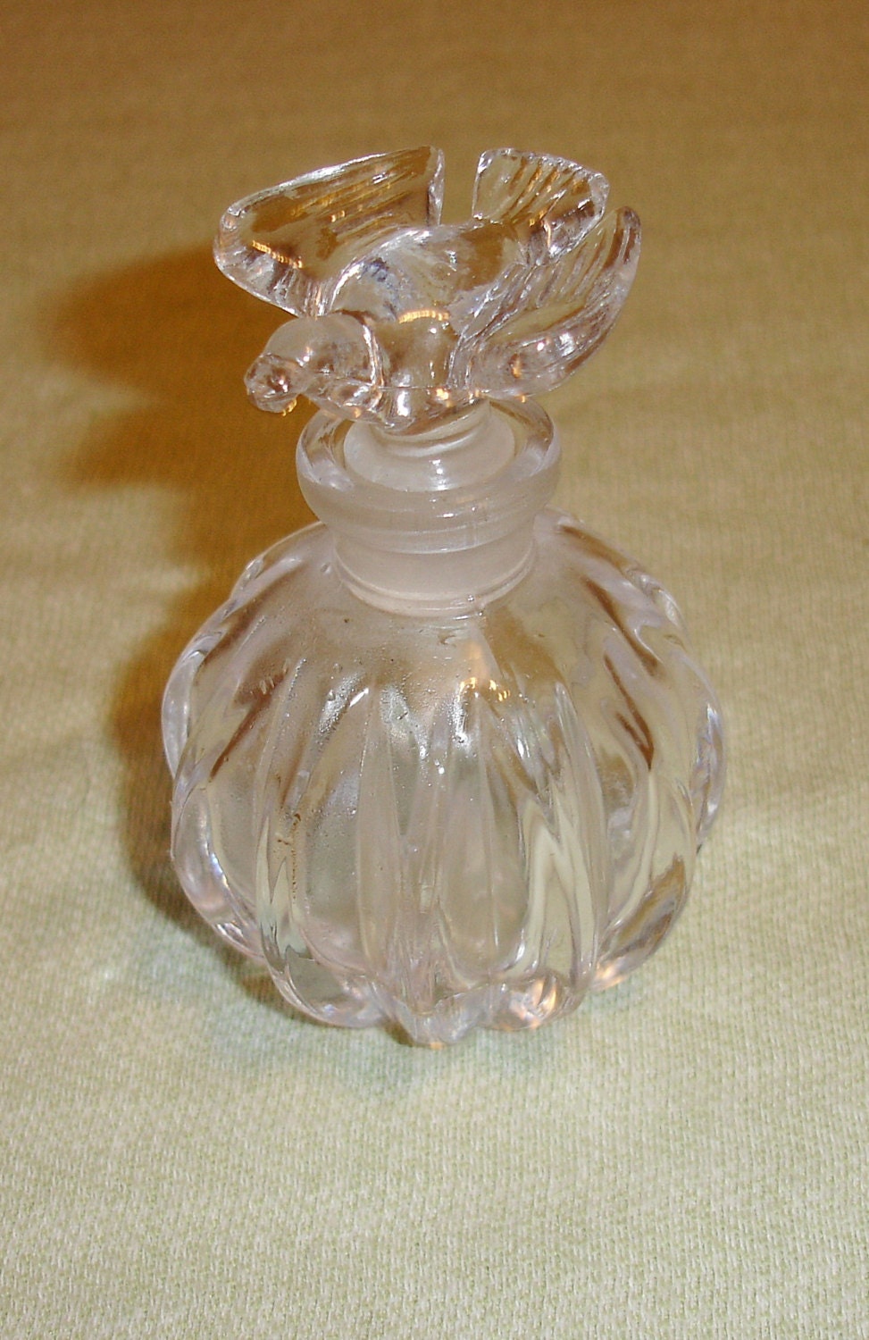 Lead Crystal Perfume Bottle with Bird by HarmoneesCreations