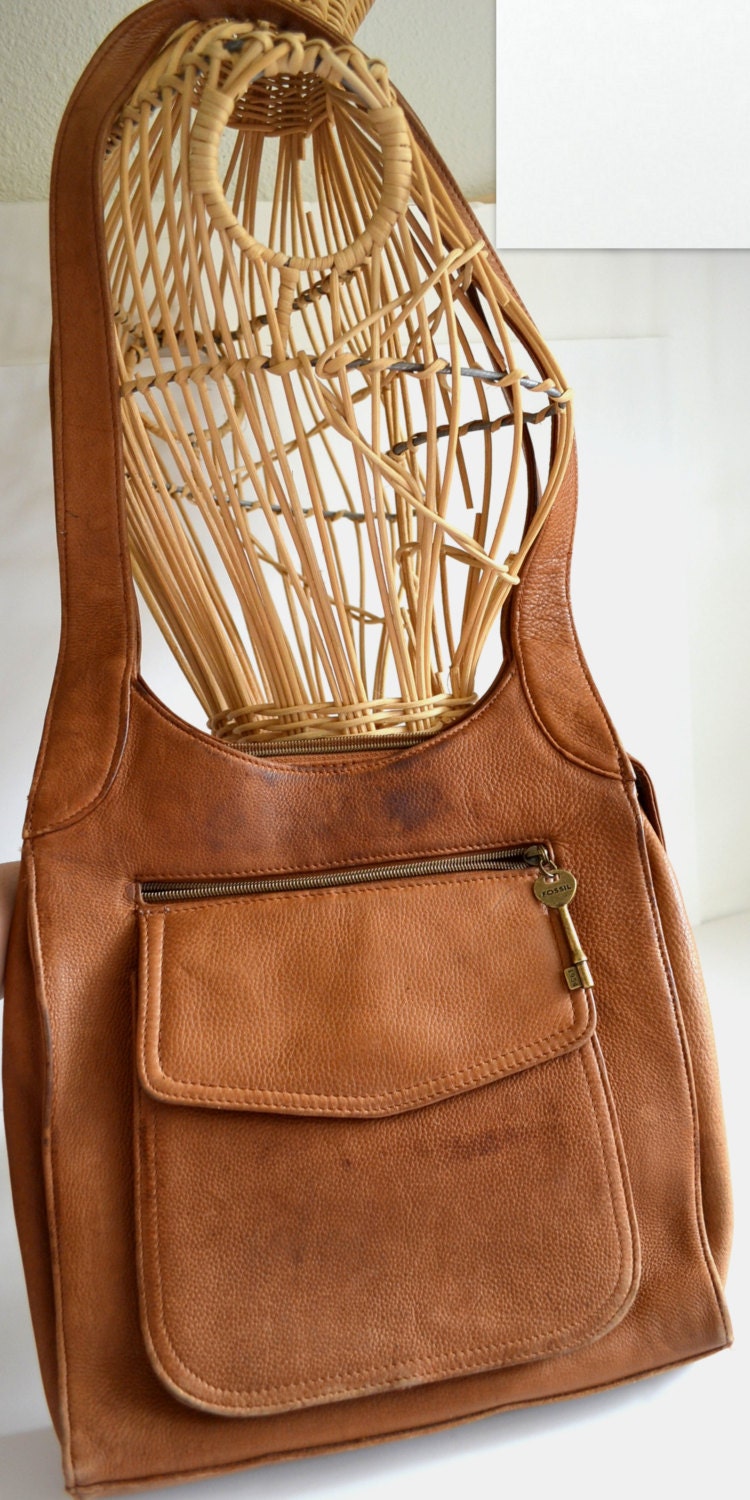 Vintage Fossil Leather Boho Purse Handbag by VintageAndSupply