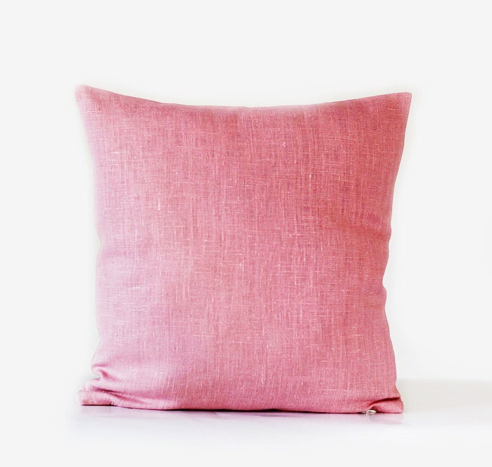 Coral pillow cover natural linen throw pillows by pillowlink