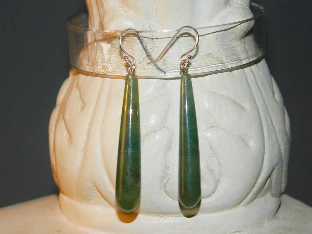 Drop earrings moss agate stone