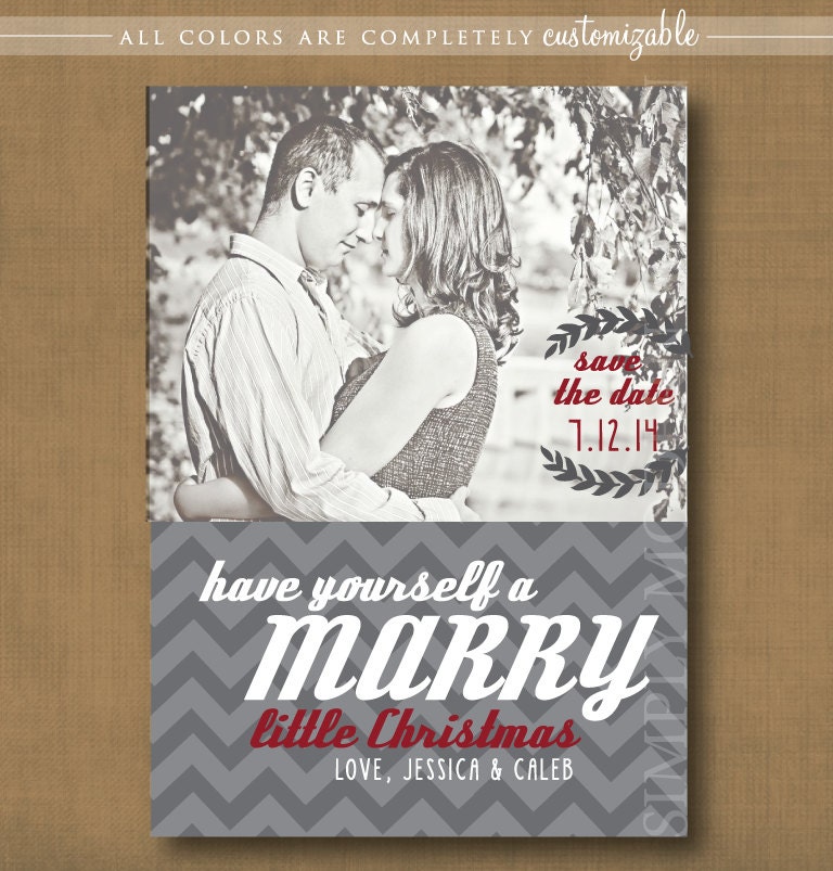 Items similar to save the date christmas card, marry little christmas ...