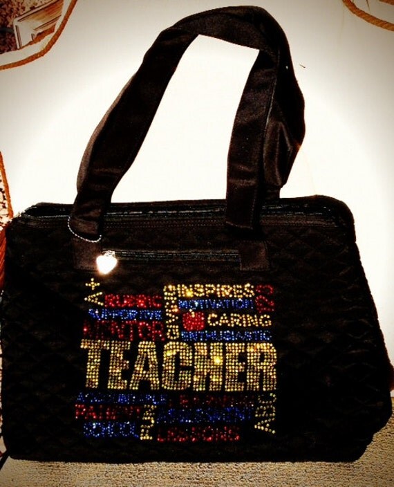 Rhinestone Bling Teacher Tote Bag- Custom Team, School, and Spirit ...