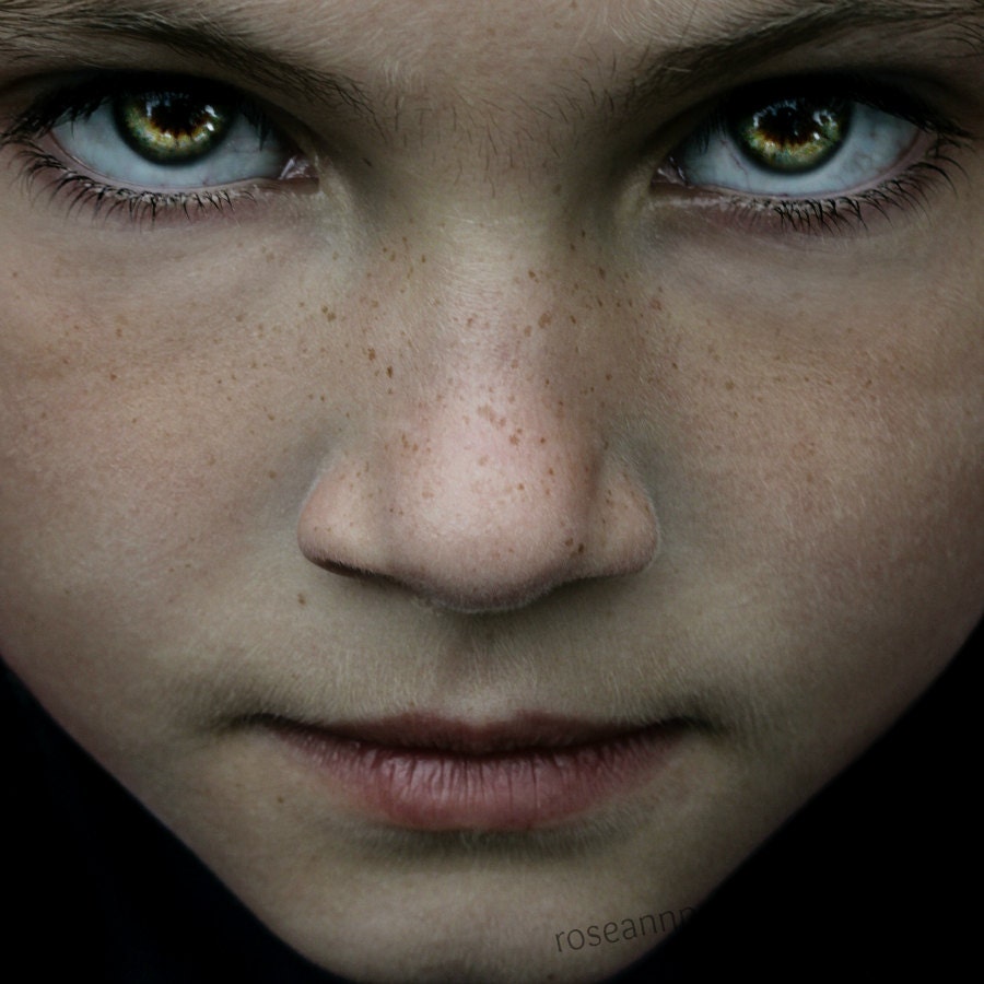 See Me, 8x8", Portrait of a Child, Dark, Eyes, Gold, Green, Sublime, Emotive..Fine Art Photography, Limited Edition..Home/Office Decor - FrameOnYou