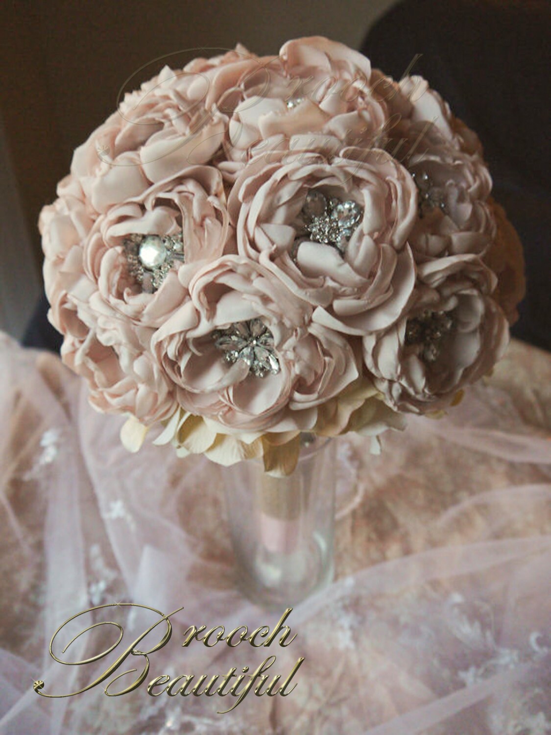 DEPOSIT for a Deluxe Handmade Fabric Flower Peony Bouquet - Custom Order