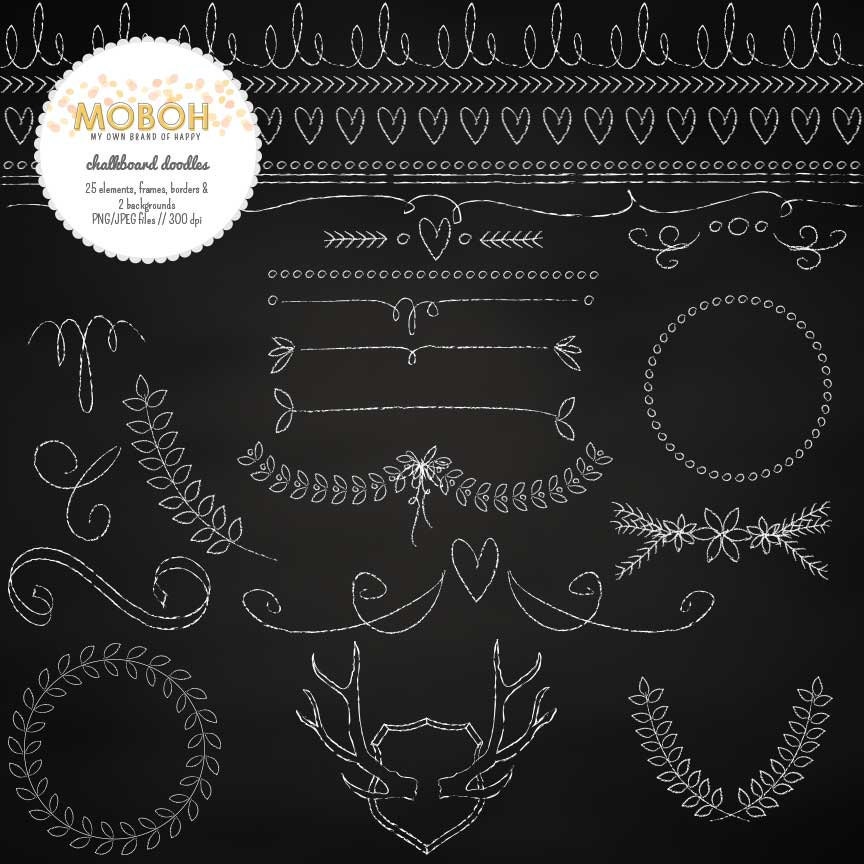 Chalkboard Doodles 25 embellishments 2 by MyOwnBrandofHappy, 4.00