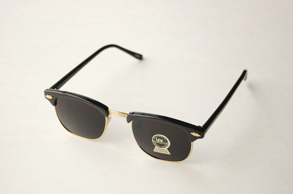 Men's black and gold vintage clubmaster sunglasses M71a