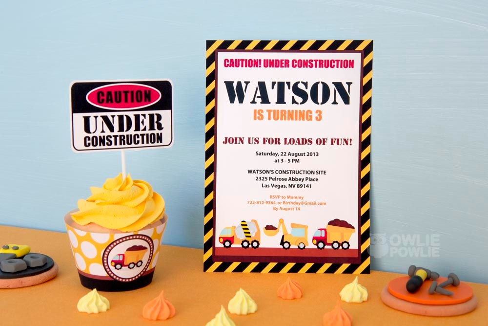 INSTANT DOWNLOAD, Construction BIRTHDAY Party Printable 5 x 7 inch Invitation, You Edit Yourself with Adobe Reader Il_570xn