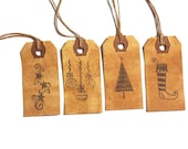Handmade Rustic Christmas Gift Tags - Hand Stained Tags - Set of 8 - HookUUpCustomCrafts