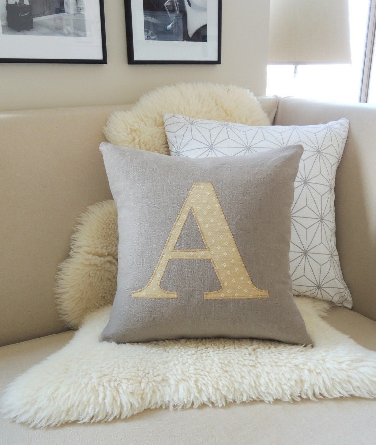 Items similar to Initial Pillow Cover, Personalized Monogram Appliqué