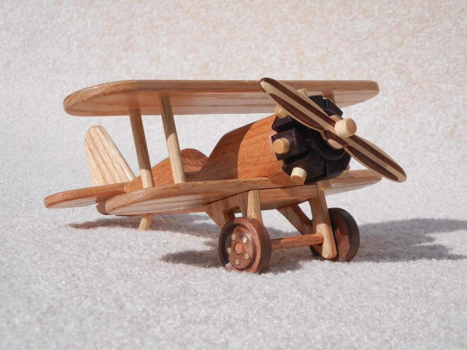 Wooden Toy Biplane Oak/Wenge by WoodworksByJim on Etsy