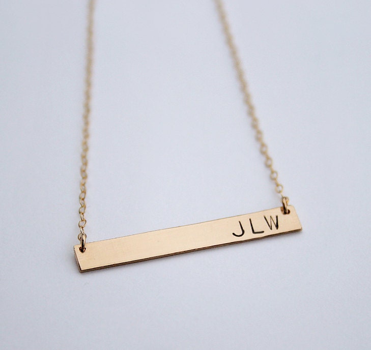 necklace - Personalized gold bar necklace - Initial name necklace ...