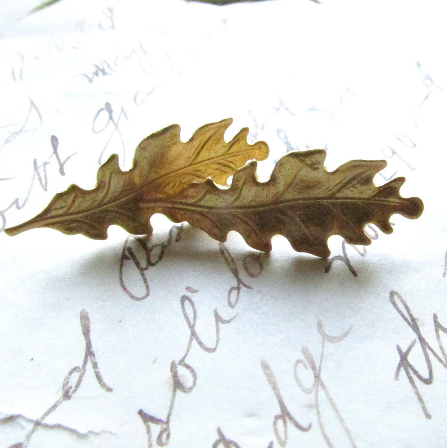 little gold oak leaf post earrings, woodland earrings. - SacredCake