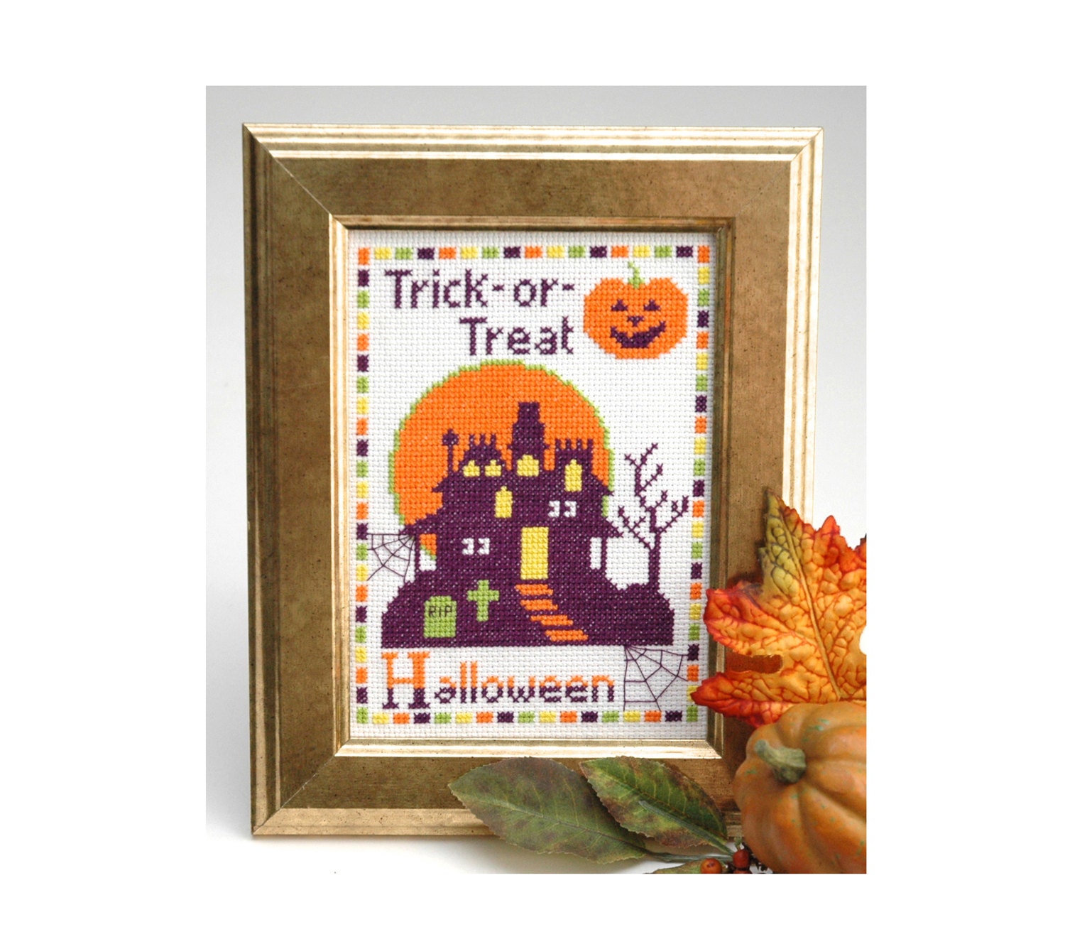 Haunted House Halloween Cross Stitch Pattern By Tinymodernist