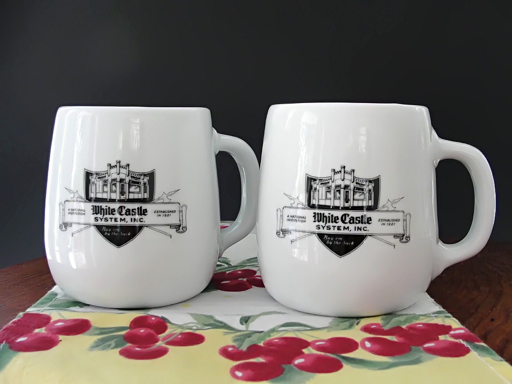 White Castle Coffee Mugs Coffee Cups Restaurant by RetroRevival