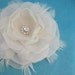 Custom Bridal hair clip for megan6346, ivory, rose 3 inch, Organza, Feather, Hair clip G301, wedding accessories