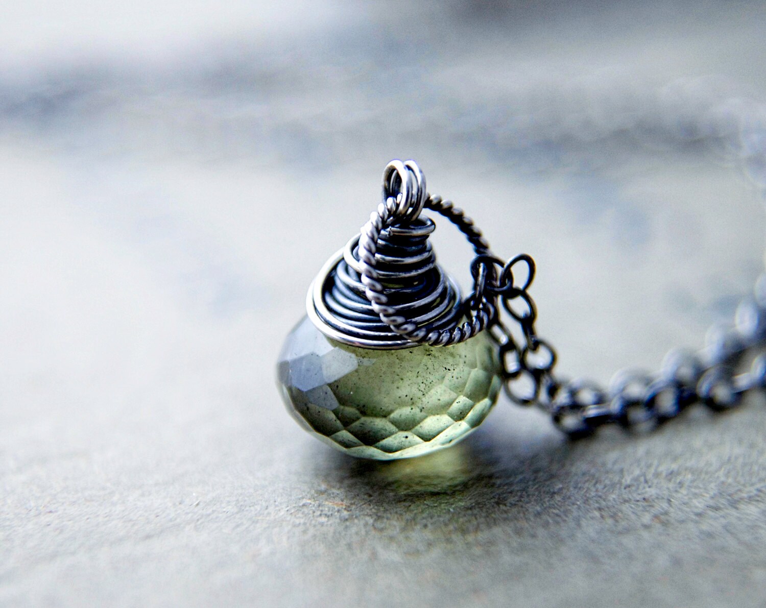 Gemstone Jewelry Moss Pendant Necklace Aquamarine