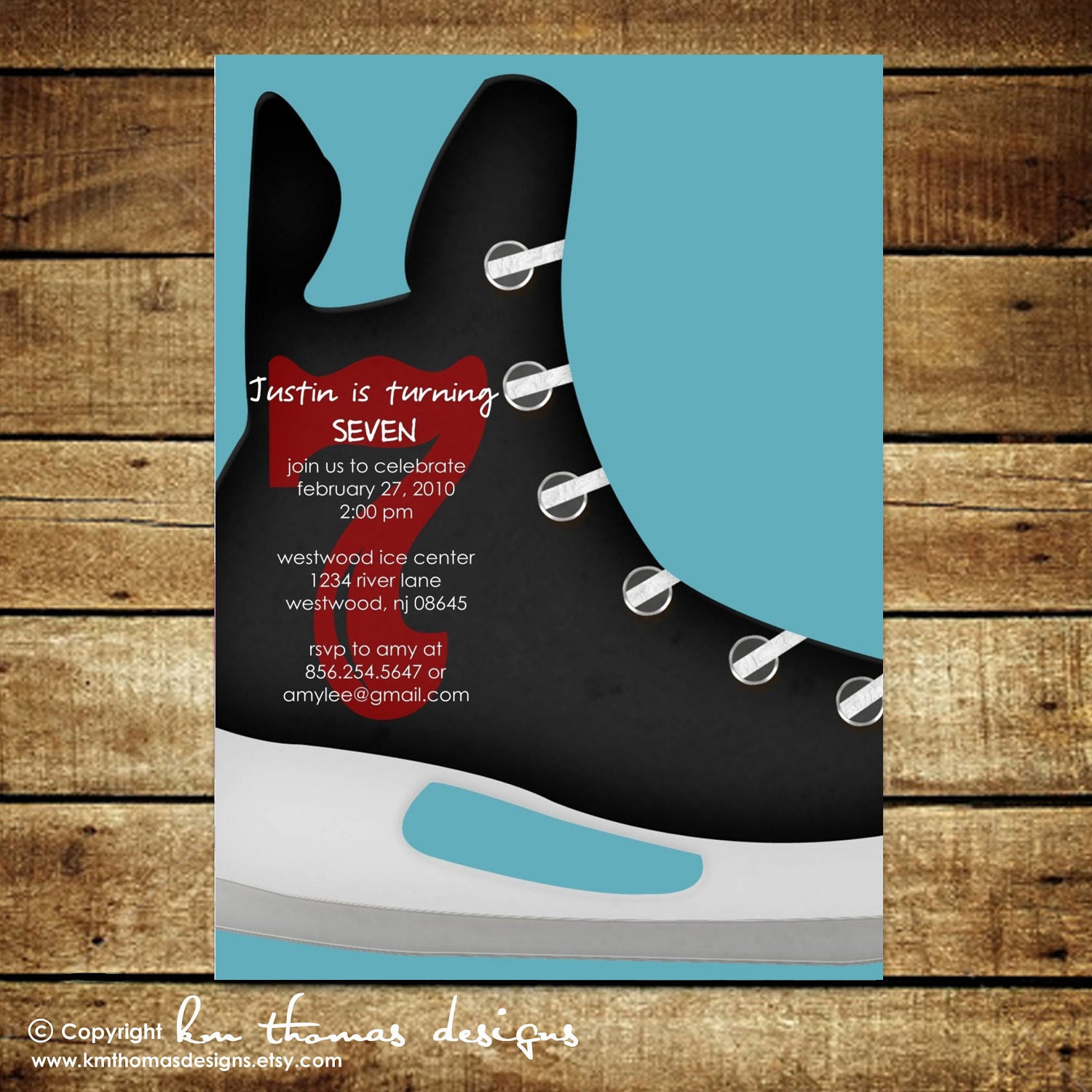 HOCKEY...Custom Printable Birthday Invitations...by KM Thomas Designs Il_570xn