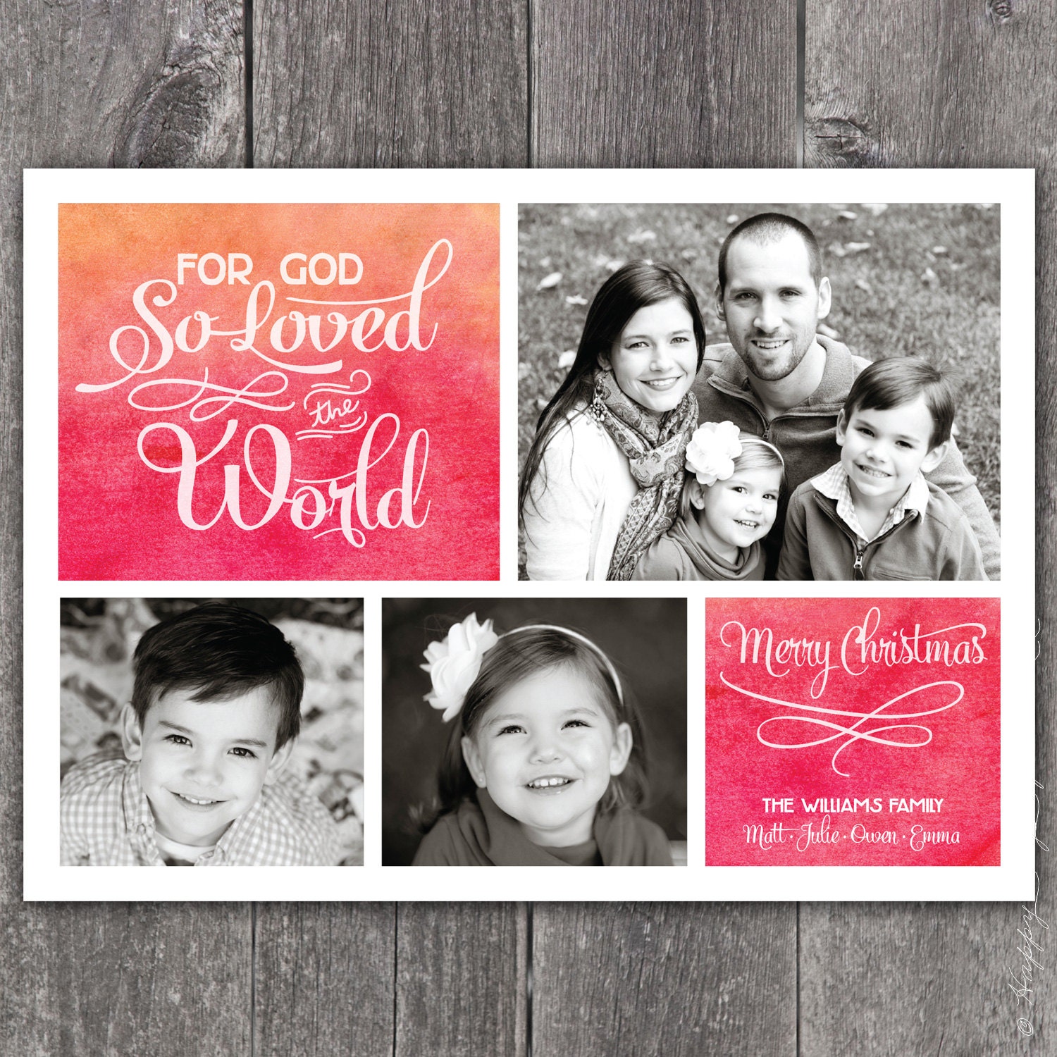 Watercolor God So Loved - DIGITAL Custom Christmas Holiday Photo Card Il_570xn