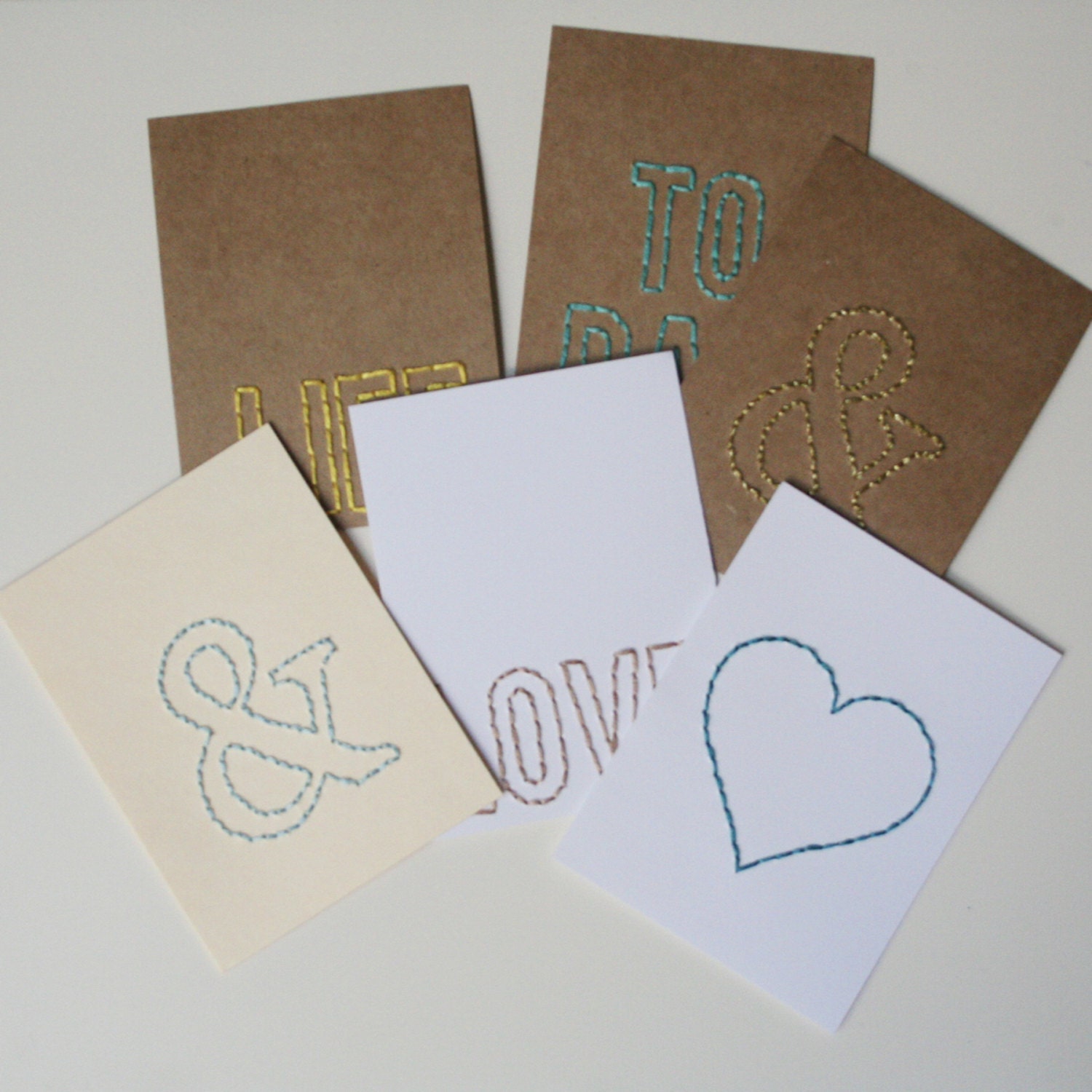 3x4 hand stitched everyday project life cards, set of 6 choice of paper