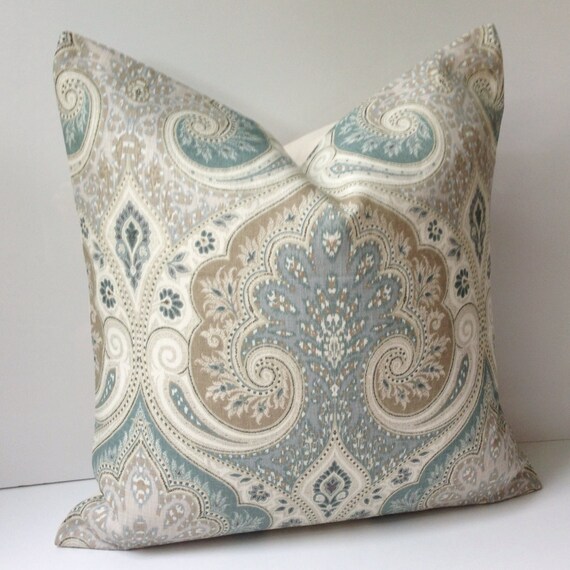 Damask Pillow Cover Decorative Throw Pillow Seafoam by nestables