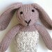 Hand Knit Stuffed Bunny Plush Doll Stuffed Animal Toy - Floppy Bunny Rabbit Brown Knit Animal Baby Easter Gift Kid Toy Bunny 12 1/2" Tall