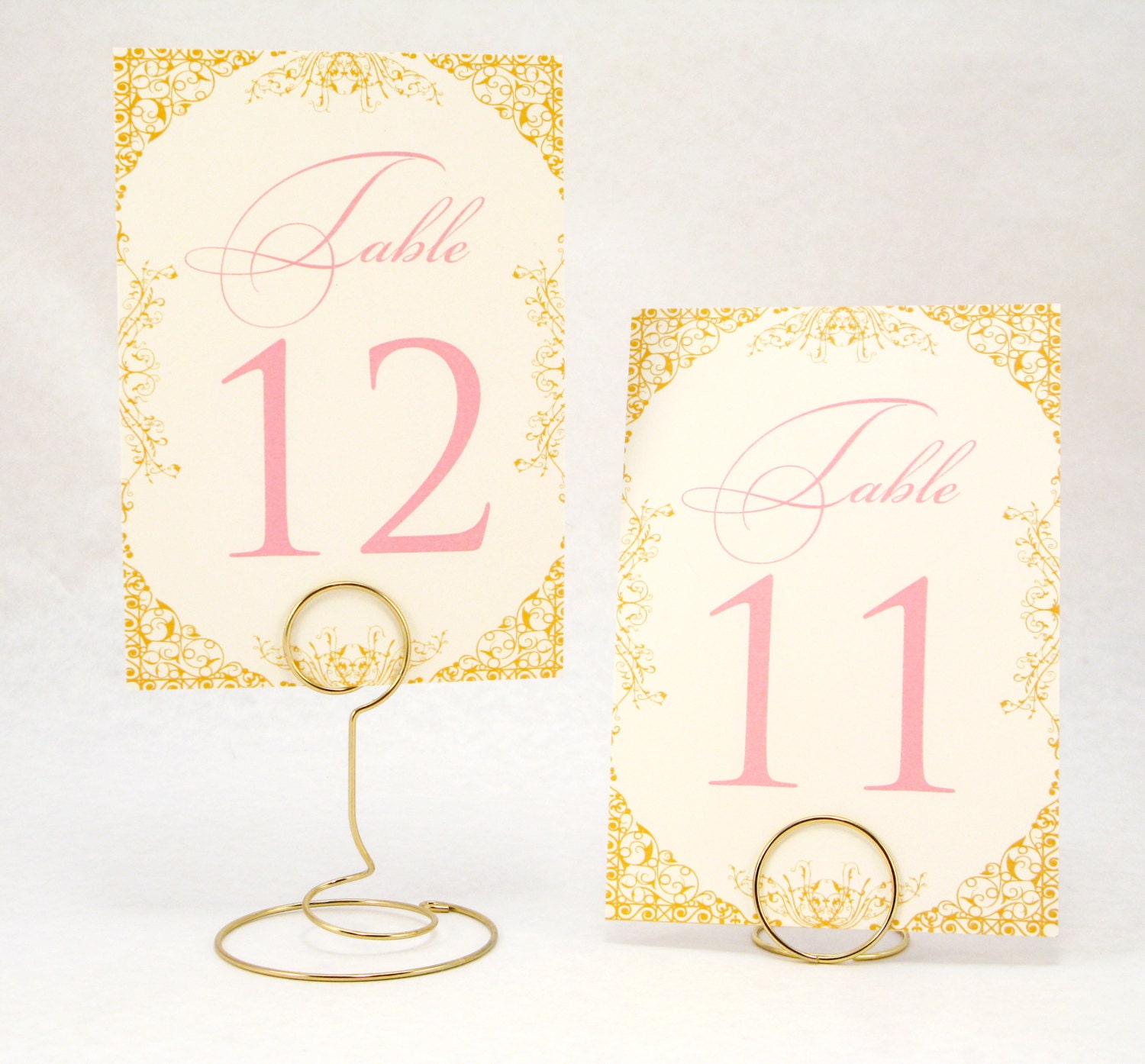 Gold, Blush Pink and Ivory Wedding Table Number Cards