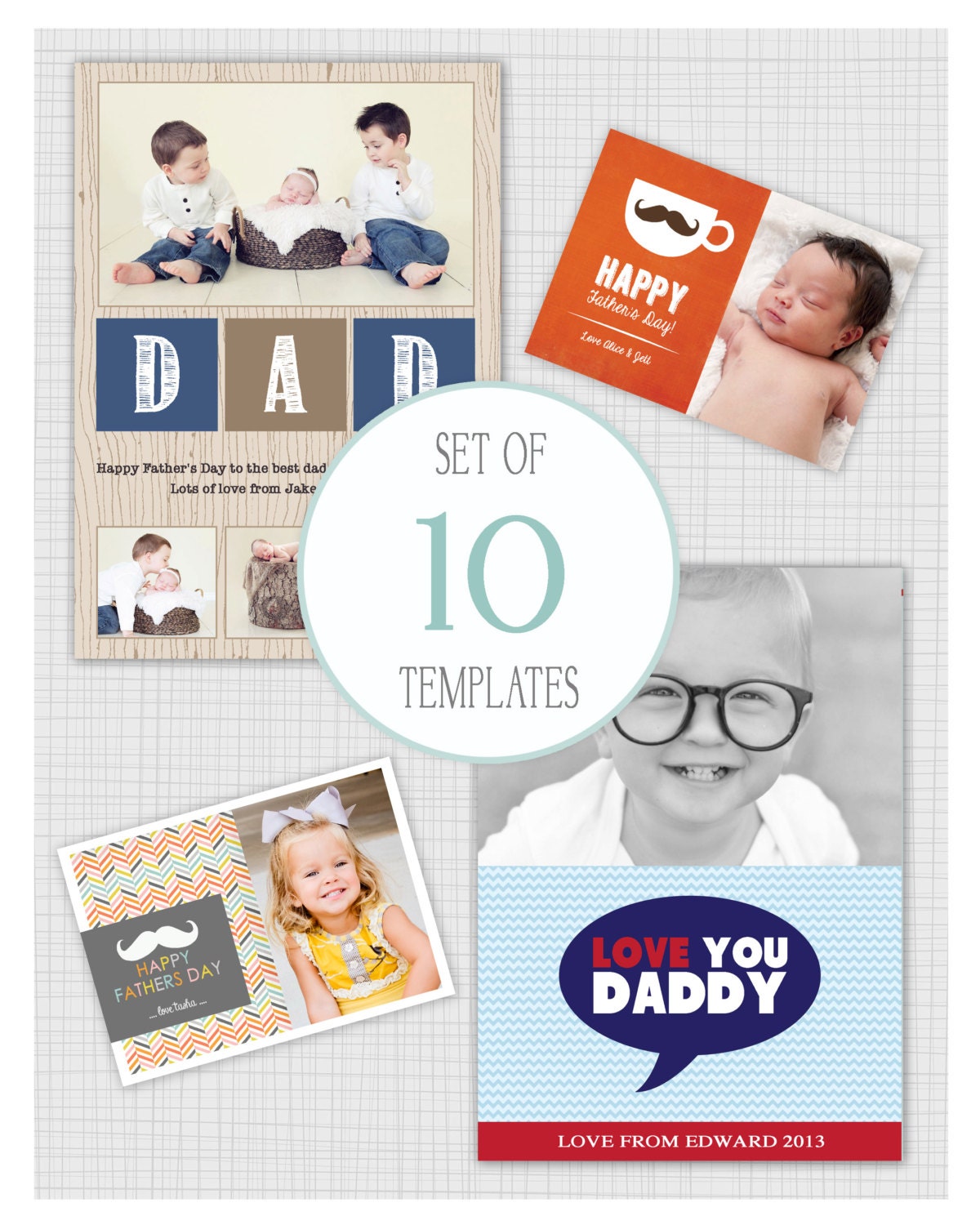 10 PSD Father's Day photo card templates. Mini Pack 22. Il_570xn