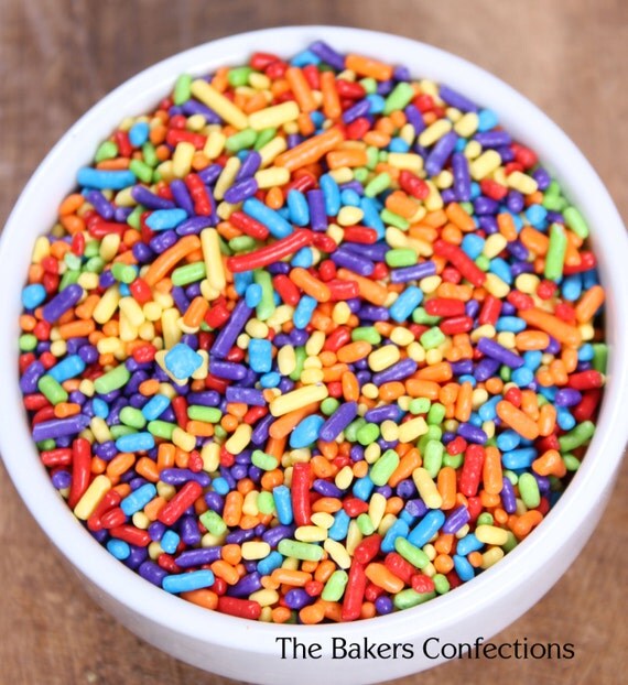 BOYS Rainbow Jimmies Sprinkles LARGE JAR 4 by thebakersconfections