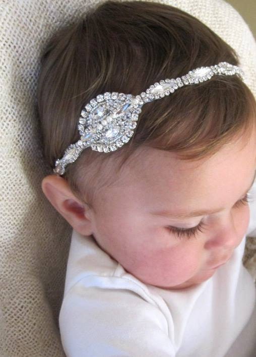 Baby girl christening headpiece flower girl by Tatishotties