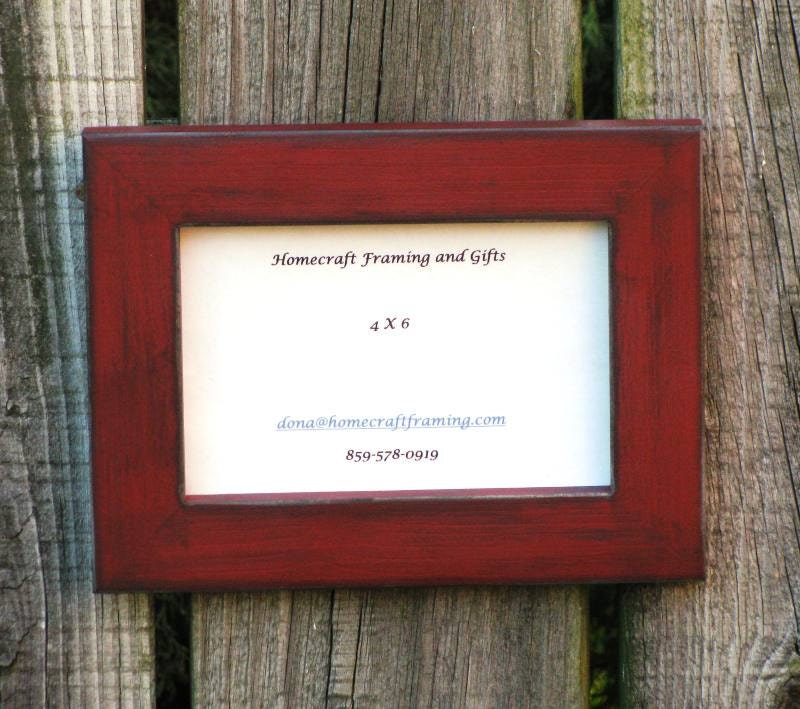 4X6 Picture Frame Antiqued Red Country by homecraftframing on Etsy