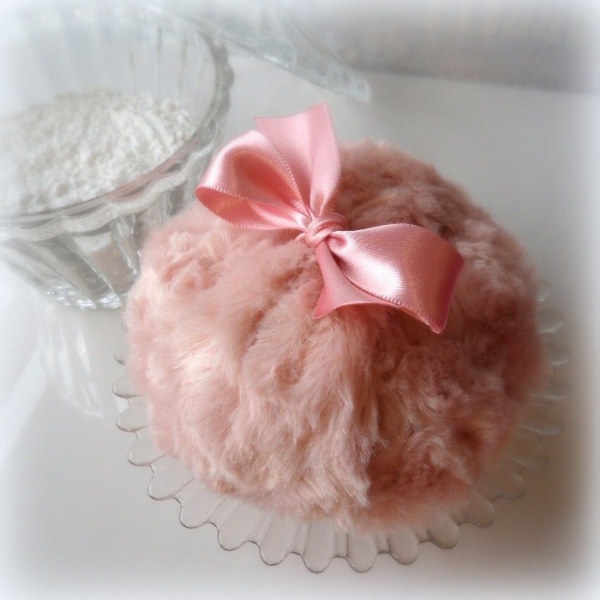 Body Powder Puff antique pink old rose skin by BonnyBubbles