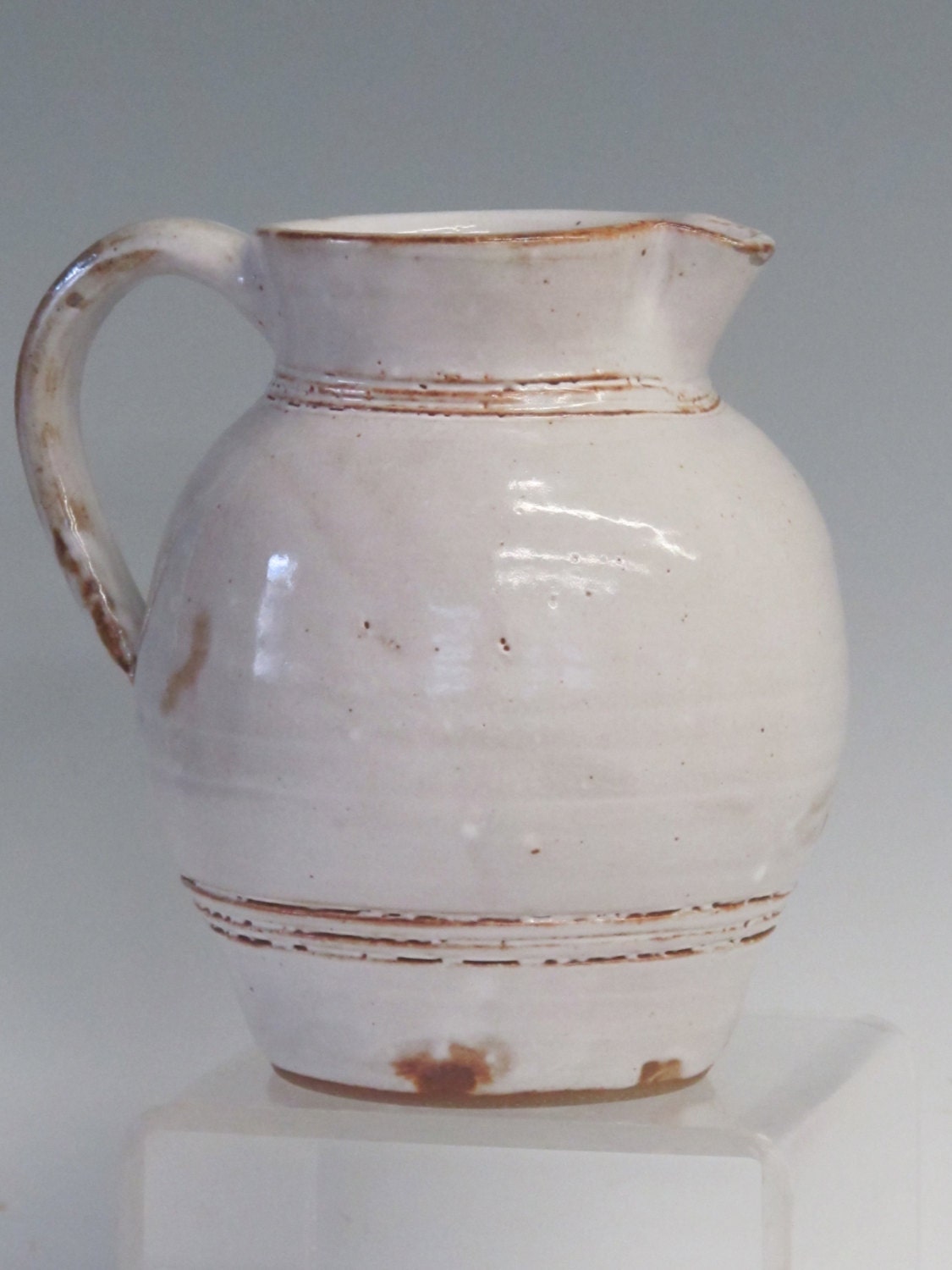 White Stoneware Wood Fired Pitcher - NewProspectPottery