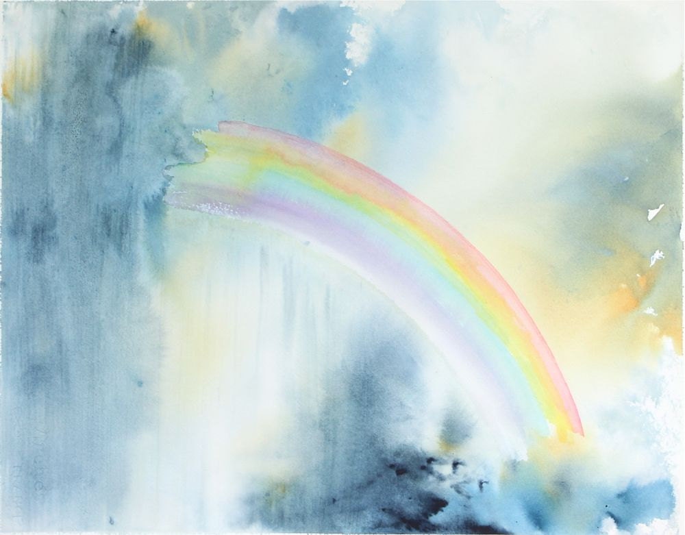 rainbow painting original watercolor painting by SunnyLeeStudio