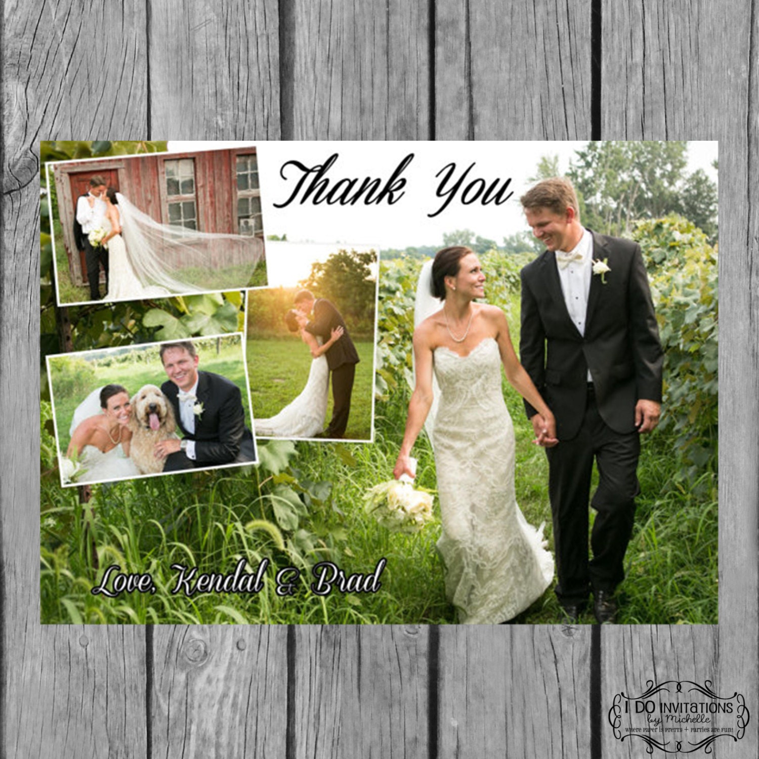 Wedding Thank You Photo Card - Full Photo Collage - Digital File Il_570xn