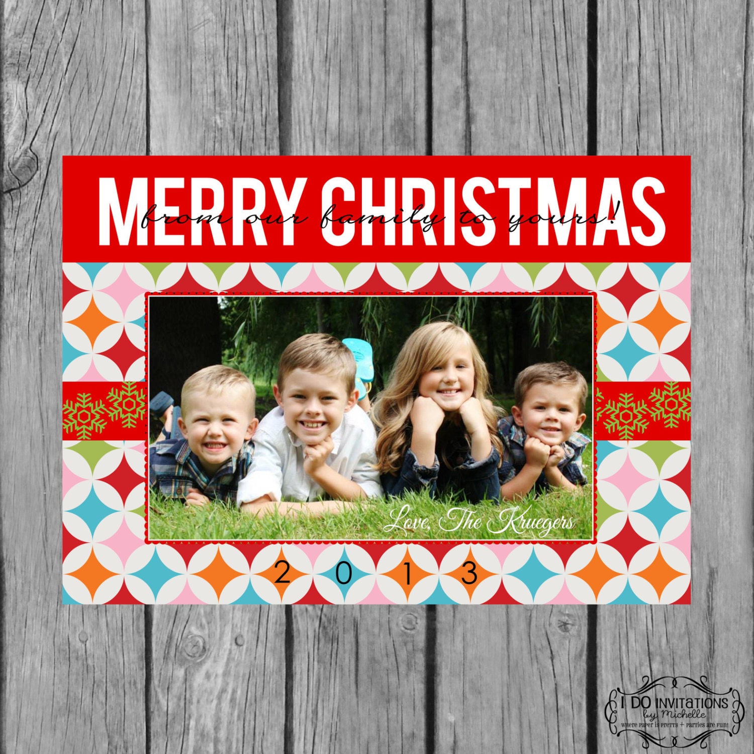 Merry Christmas Holiday Photo Card - Digital File Il_570xn