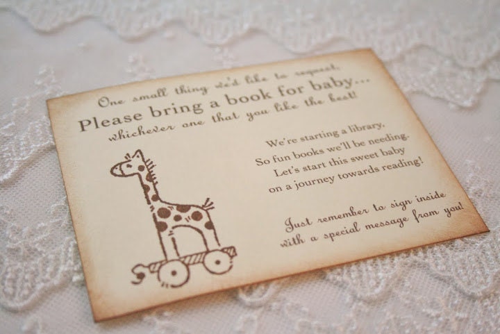... Book Insert Card Baby Showe r Invitation Insert Giraffe For Baby