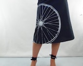 Bicycle Fabric Printed Skirt - Aline Cotton Skirt - Silk Screen Printed to Order - AngiesSweatshop