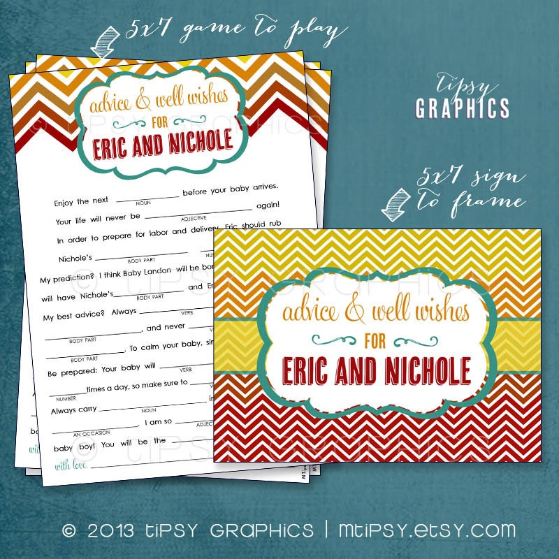 Fiesta. Ombré Chevron Advice and Well Wishes. Funny MadLibs. Baby Wishes or Baby Stats. By Tipsy Graphics. Printable Cards. Il_570xn