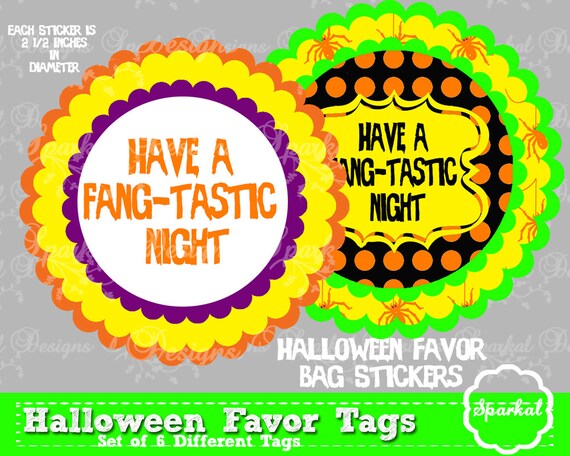 Halloween Favor Bag Tags Great for Halloween Candy Wrappers, Halloween Labels DIY Printables Instant Download Il_570xn