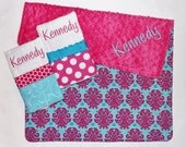 Items similar to Personalized / Monogrammed Blanket 36x30 , Burp Cloth