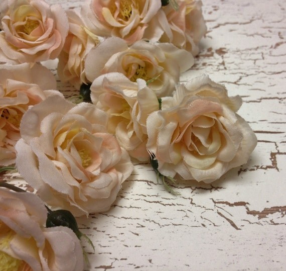 Silk Flowers One Lot of 14 Ivory Blush Miniature by BlissfulSilks