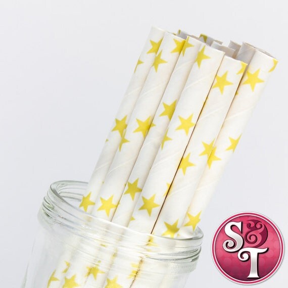 Star Yellow Party Paper Straws - Cake Pop Sticks - Pixie Sticks - Qty 25 Il_570xn