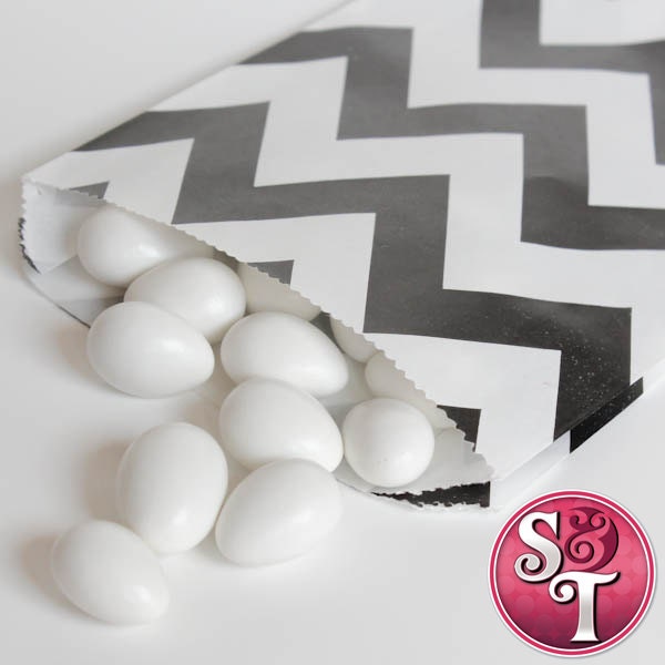 Chevron Black Goodie Favor Treat Bags - Qty 12 Il_570xn