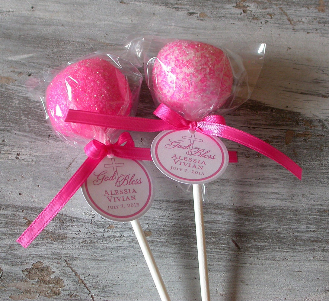 Baptism God Bless Favor Tags for cake pops, lollipops and cookie favors - 1.5 inch custom personalized tags (50) Il_570xn