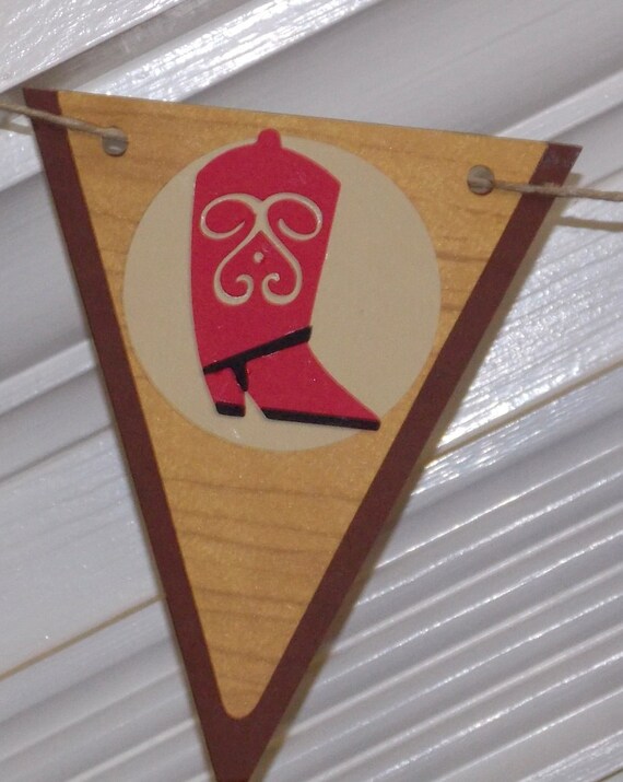 Western / Cowboy Themed Happy Birthday Banner ... READY TO SHIP ... red brown blue gold ... panels adjustable Il_570xn